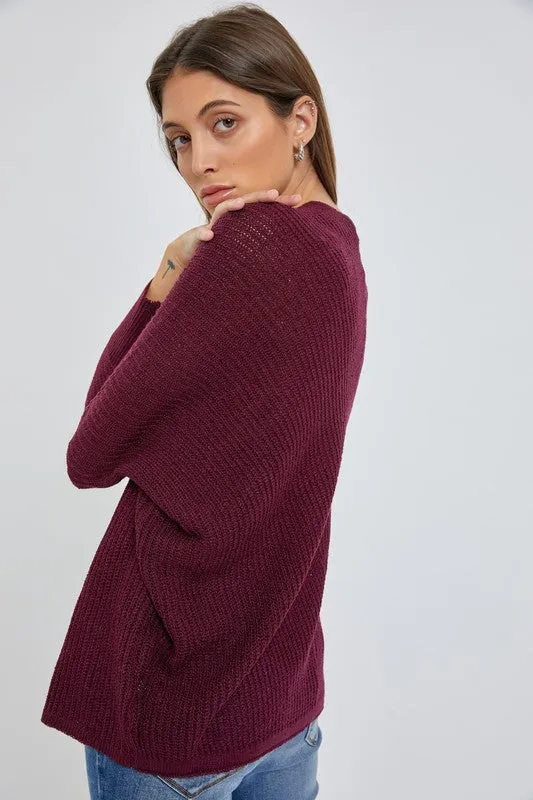 Double The Love Cardigan - Wine