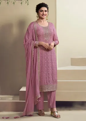 Dusty Pink Schiffli Embroidered Organza Salwar Suit