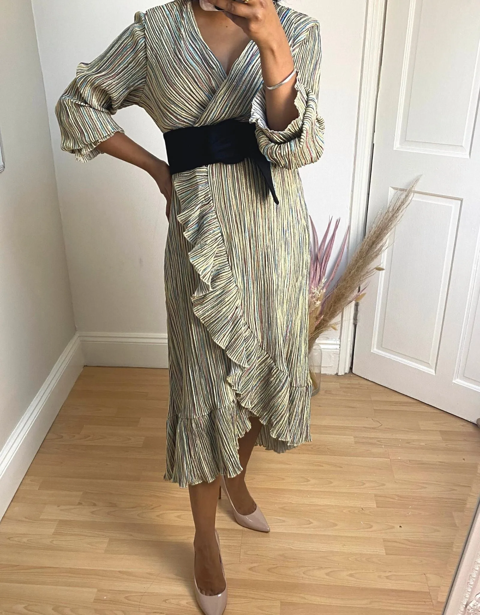 Elora Metallic midi dress