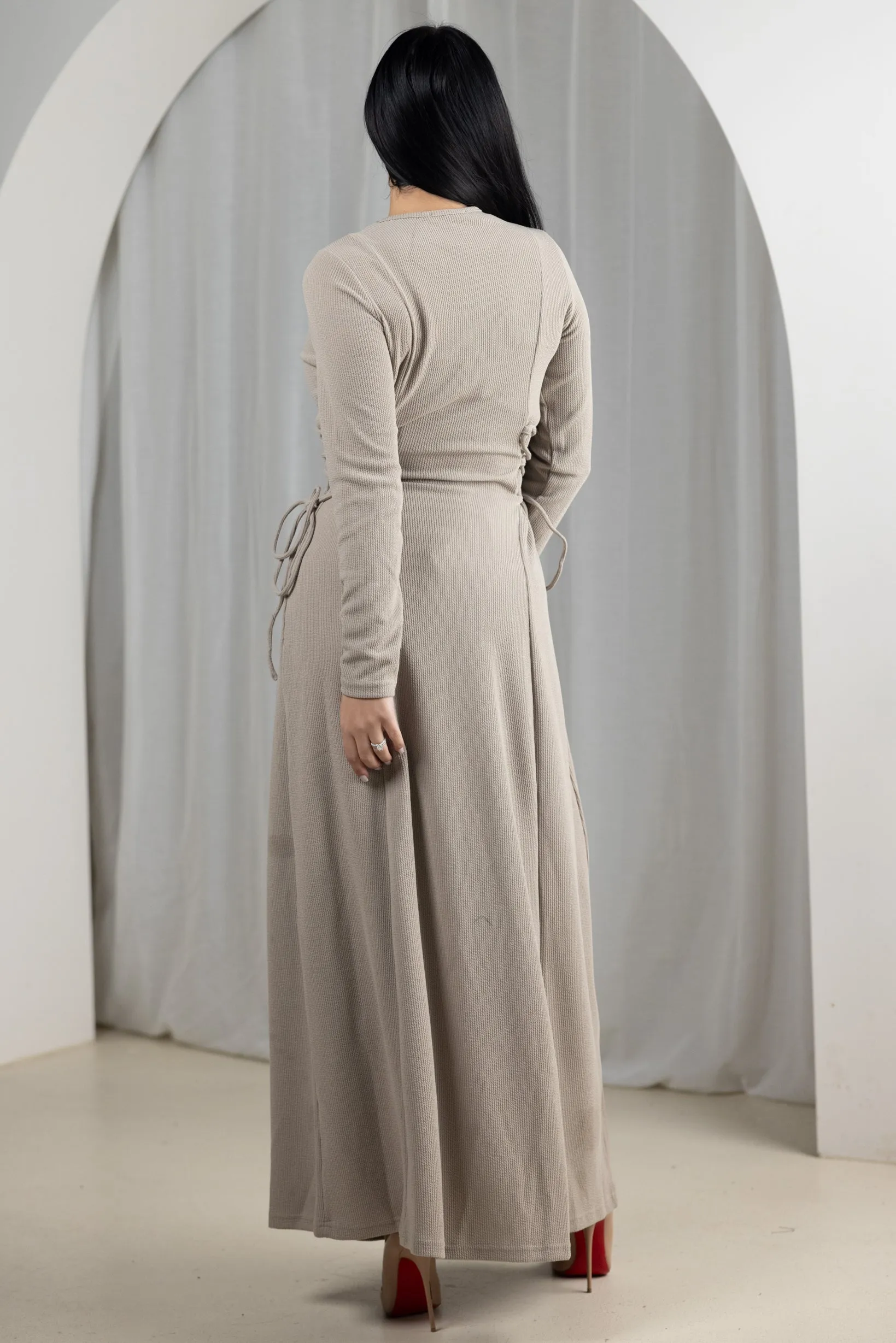 Eminent Waist Tie Rib Dress