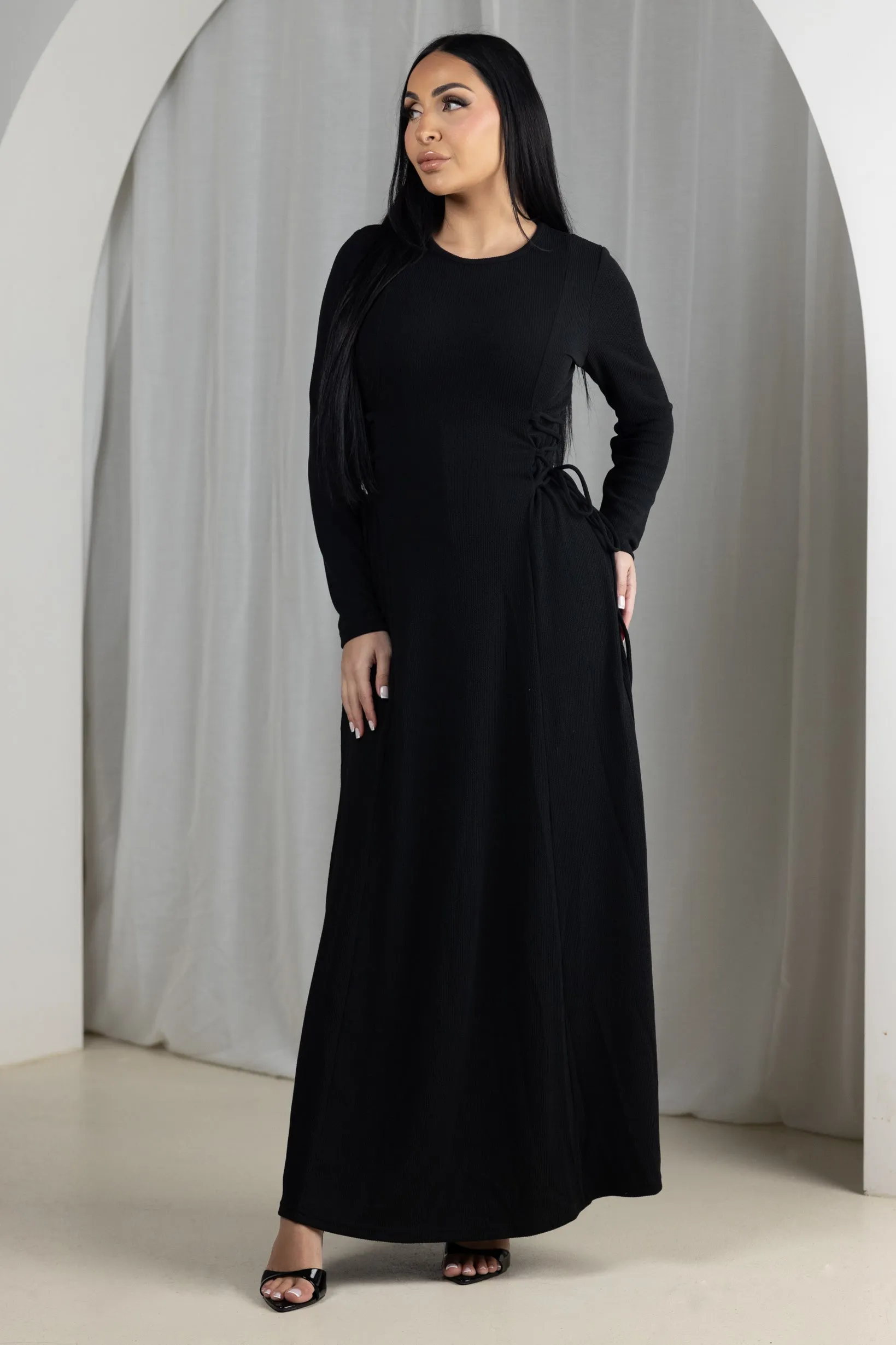 Eminent Waist Tie Rib Dress