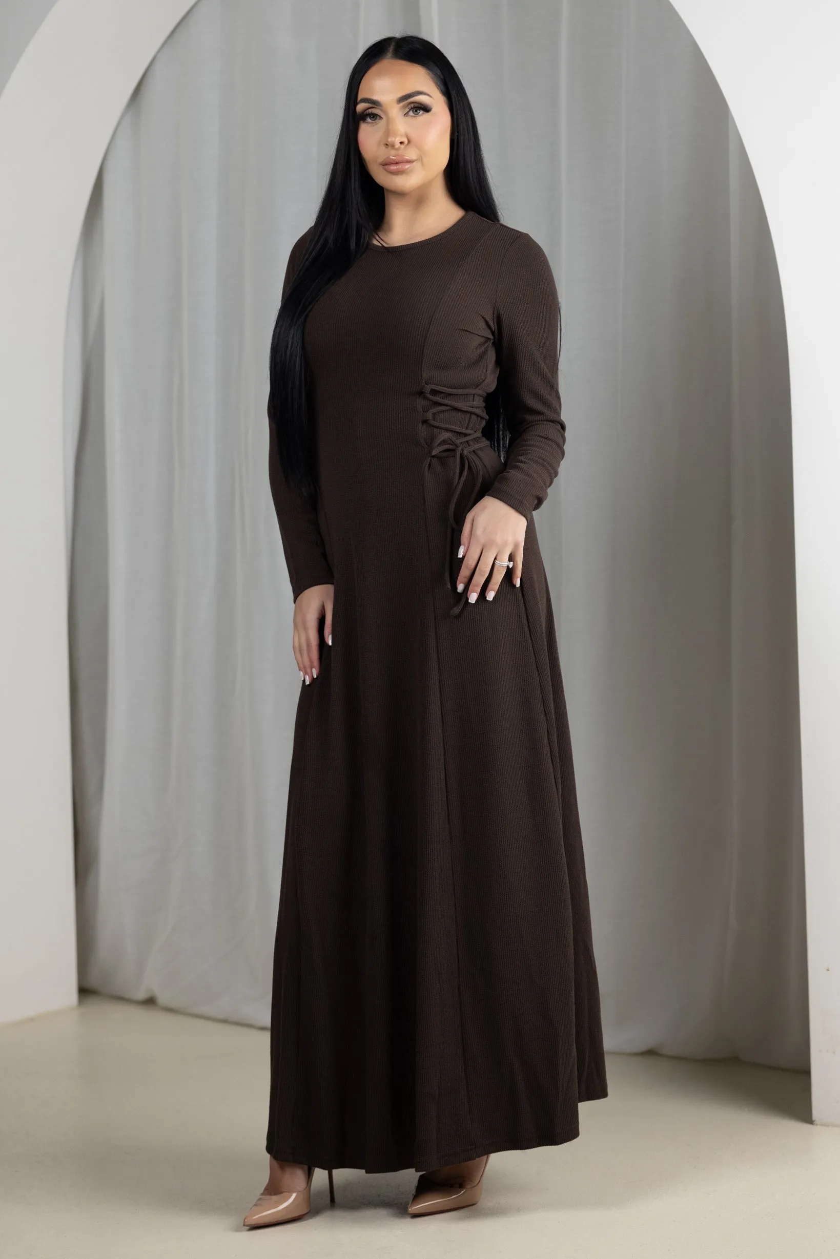 Eminent Waist Tie Rib Dress