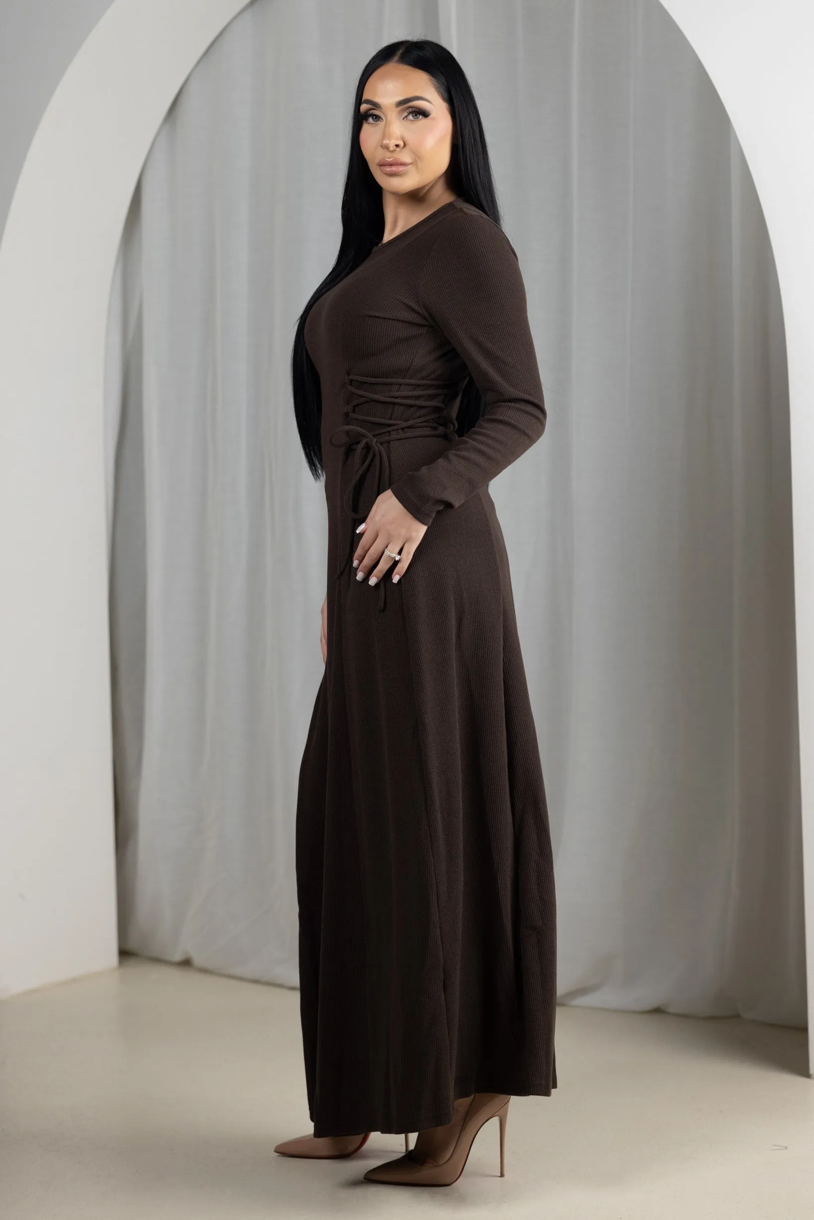Eminent Waist Tie Rib Dress