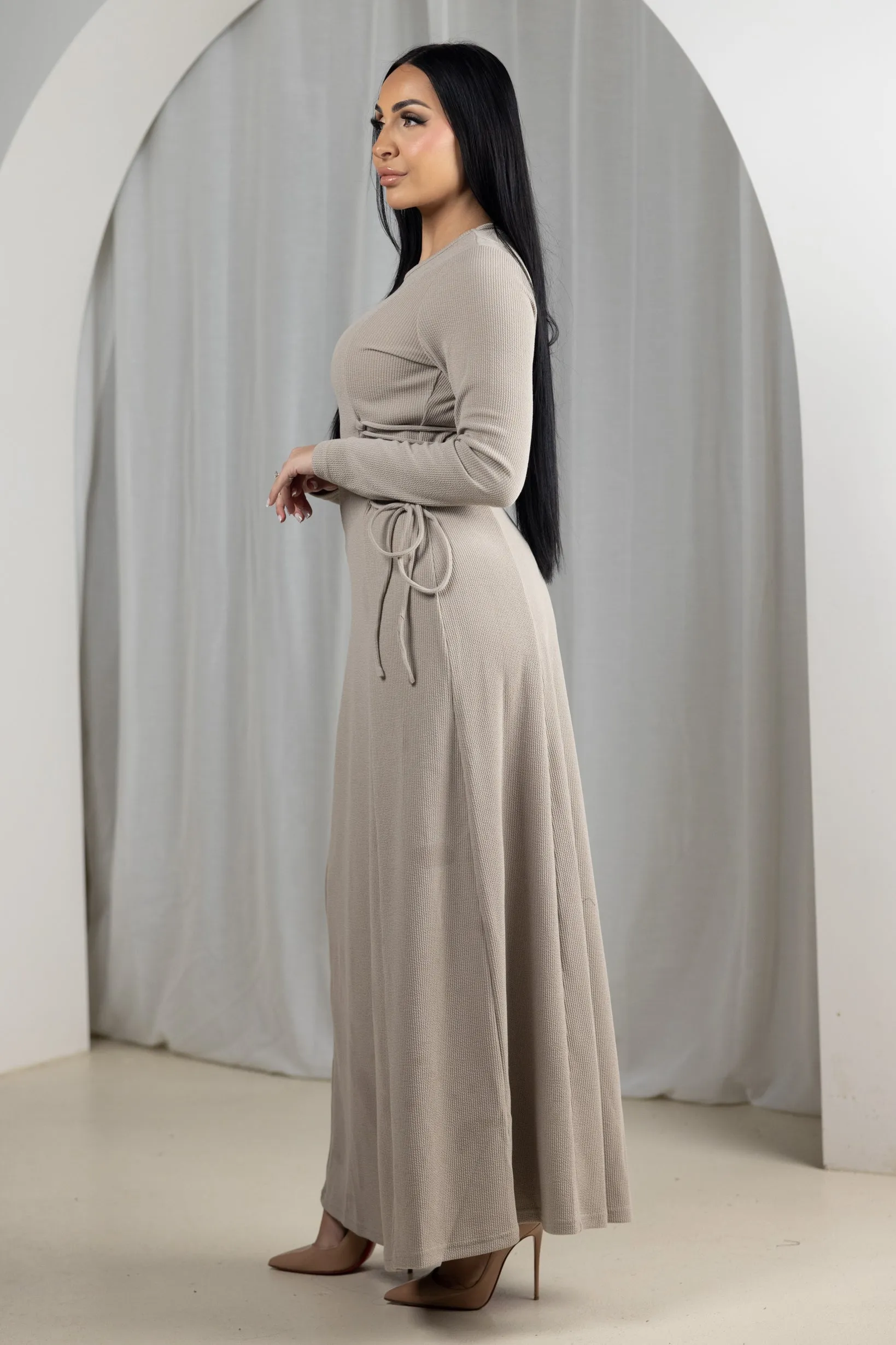 Eminent Waist Tie Rib Dress