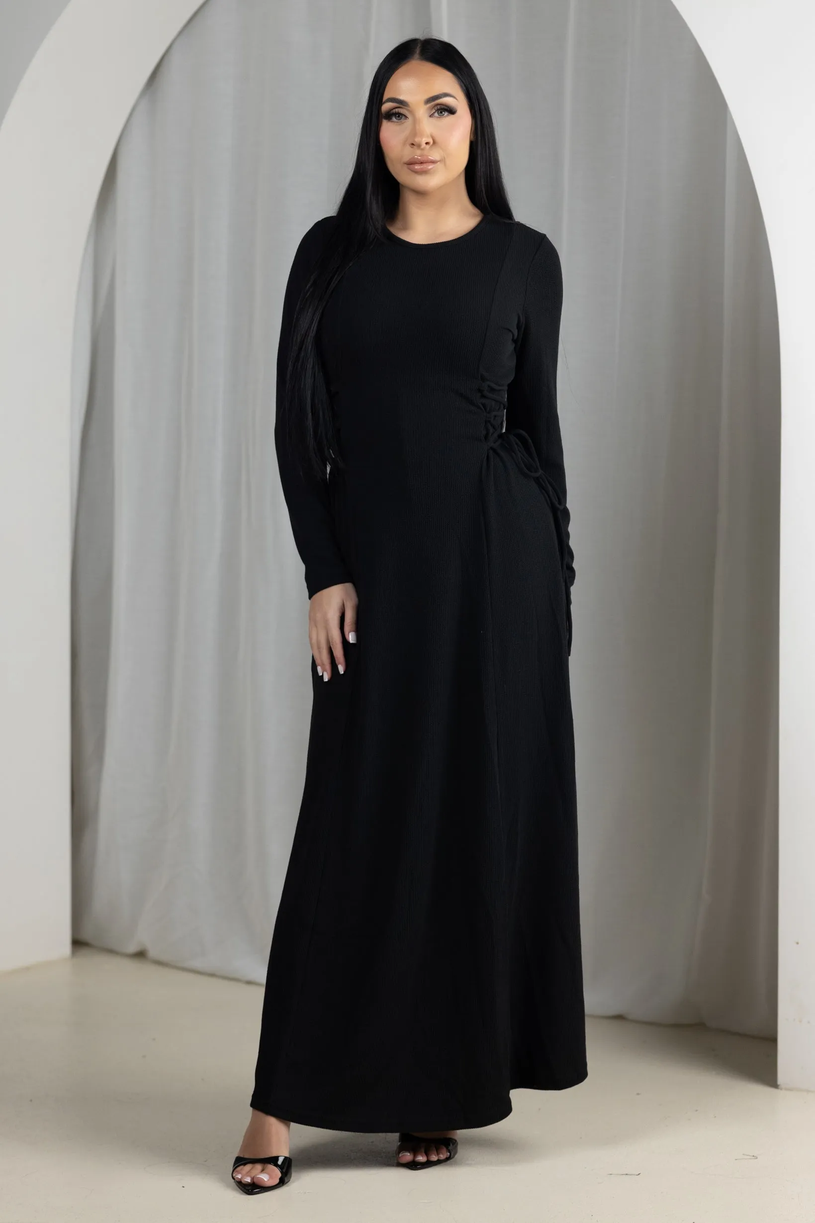 Eminent Waist Tie Rib Dress