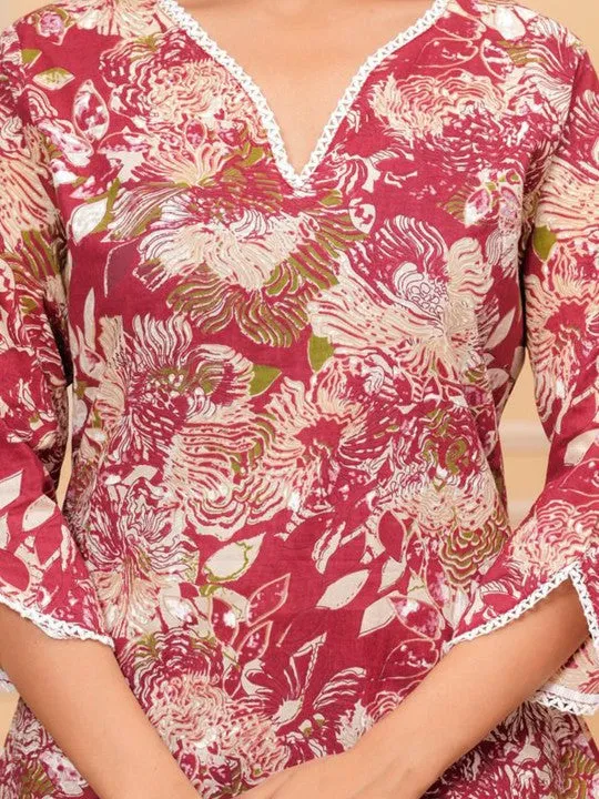 Floral Print Wrap Top
