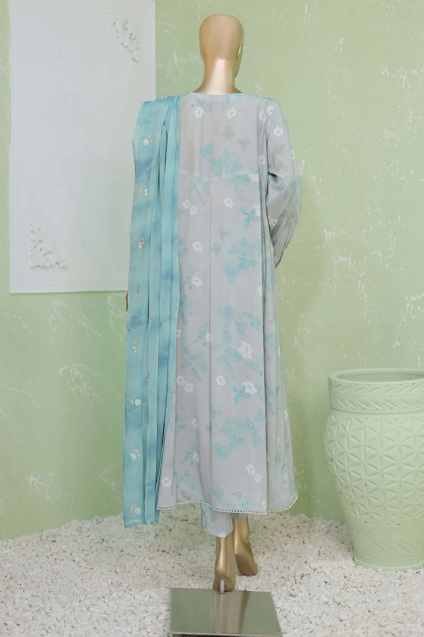 Floral Vibes By Hz Unstitched 3 Piece Raw Silk Collection'2024-FVRS-09