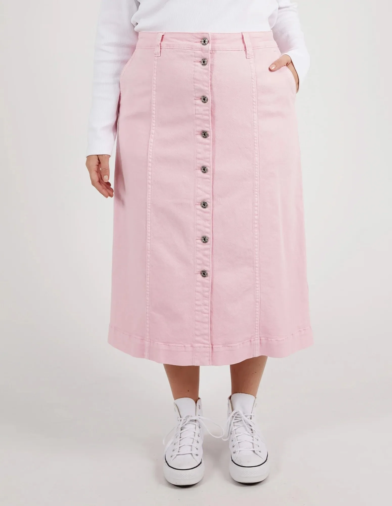 Florence Button Thru Skirt - Splendid Pink - Elm Lifestyle