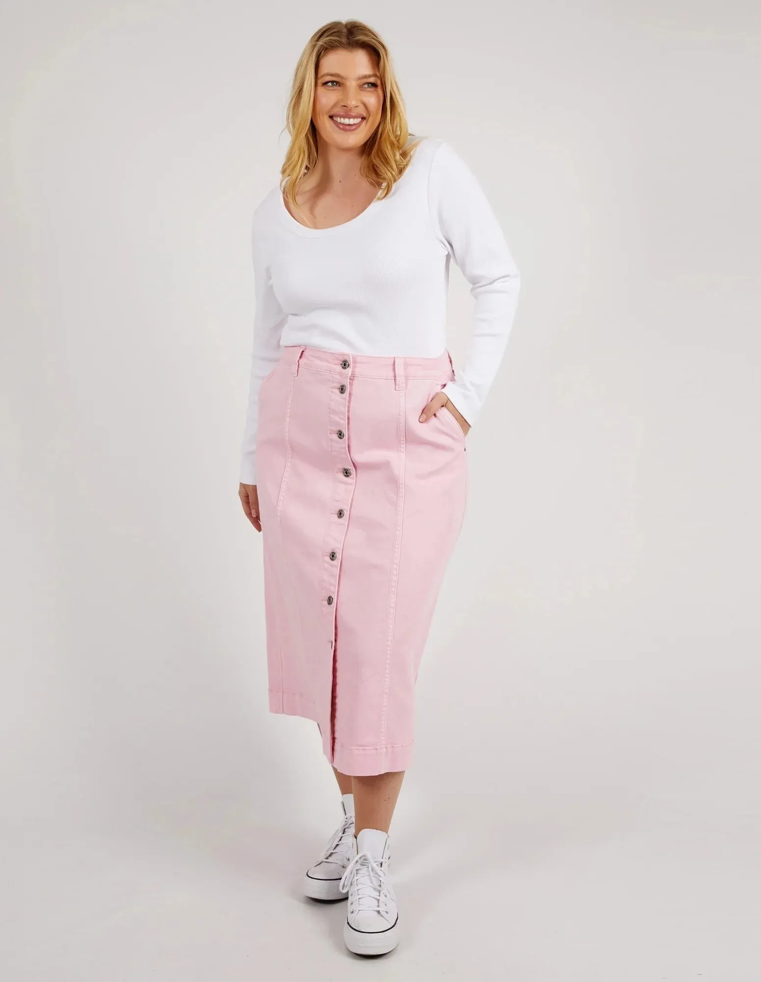 Florence Button Thru Skirt - Splendid Pink - Elm Lifestyle