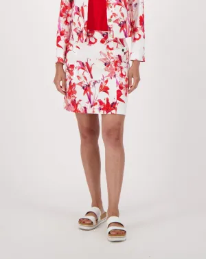 Flower Print Denim Jean Skirt