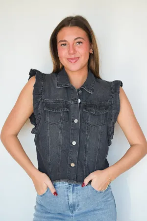 Flutter Sleeve Vest- Black