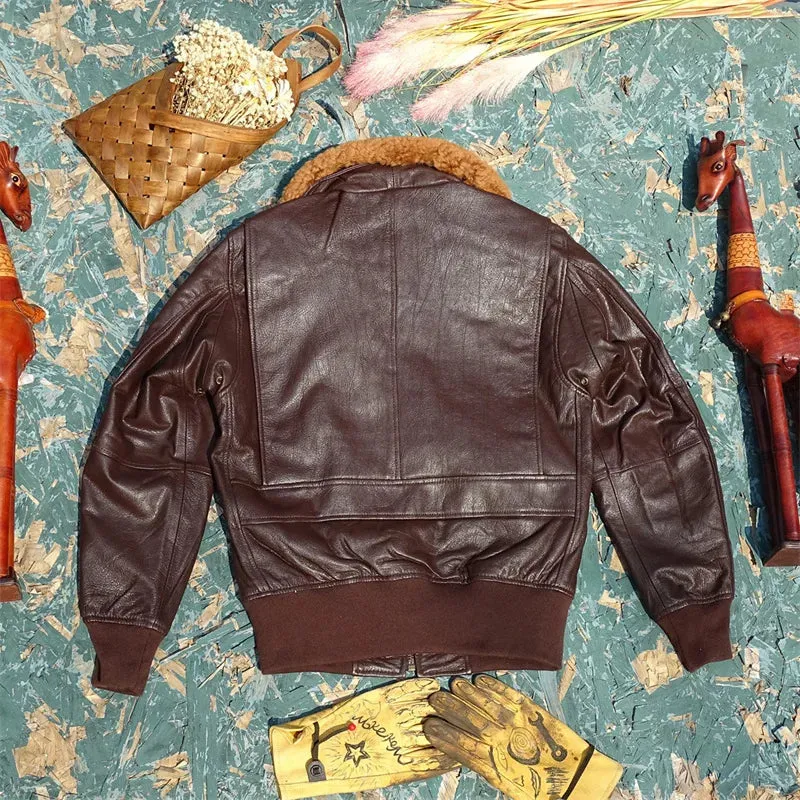 G1 Flight Jacket for Men Genuine Leather Slim Fit Military Biker