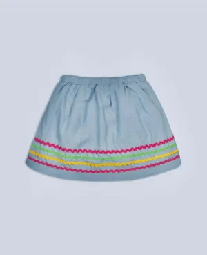 Girls multi rainbow denim skirt