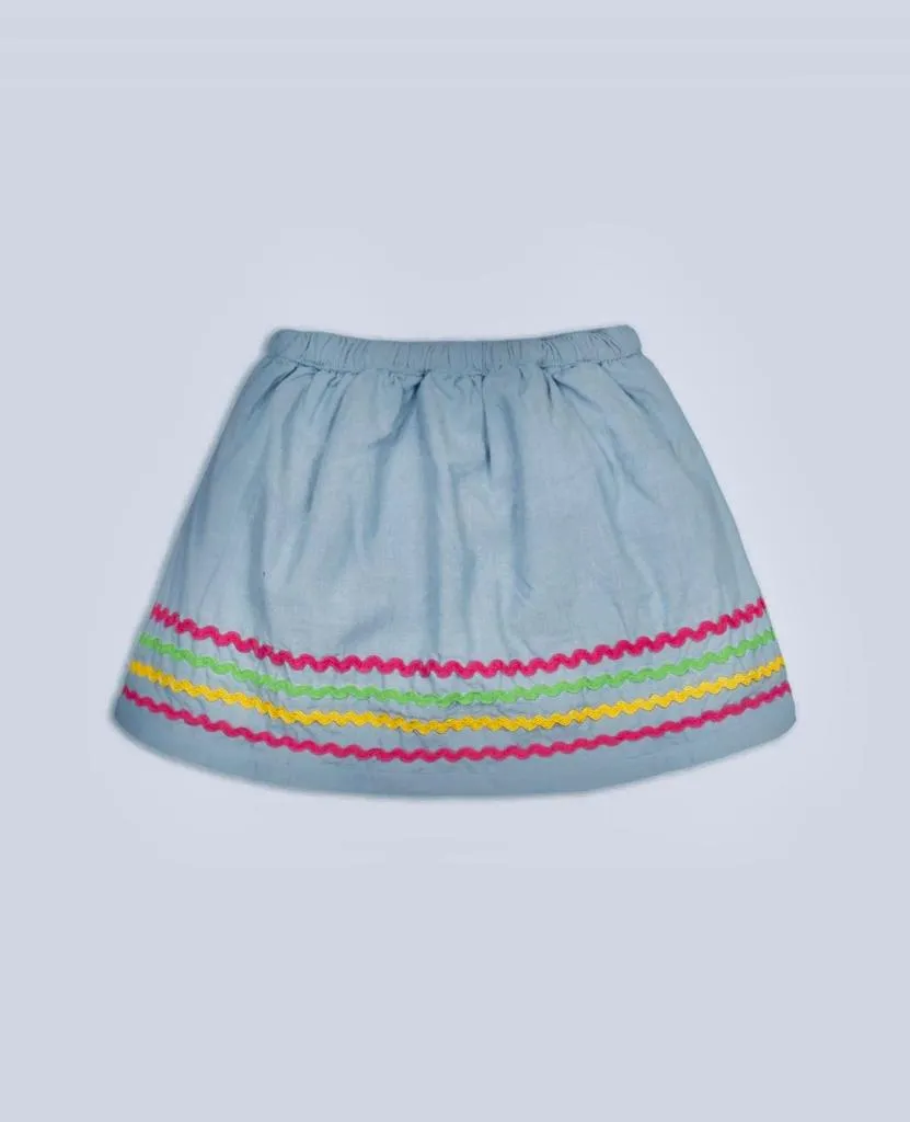 Girls multi rainbow denim skirt