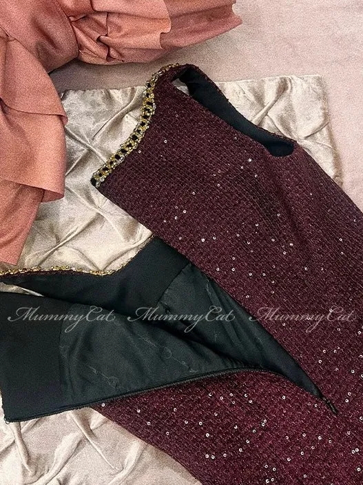 Golden Hour Charm Tweed Dress Mini Dress Bodycon