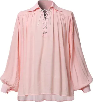 GRACEART Pirate Shirt Men Vampire Renaissance Shirts Victorian Ruffled Medieval Costume Cotton Linen Shirt