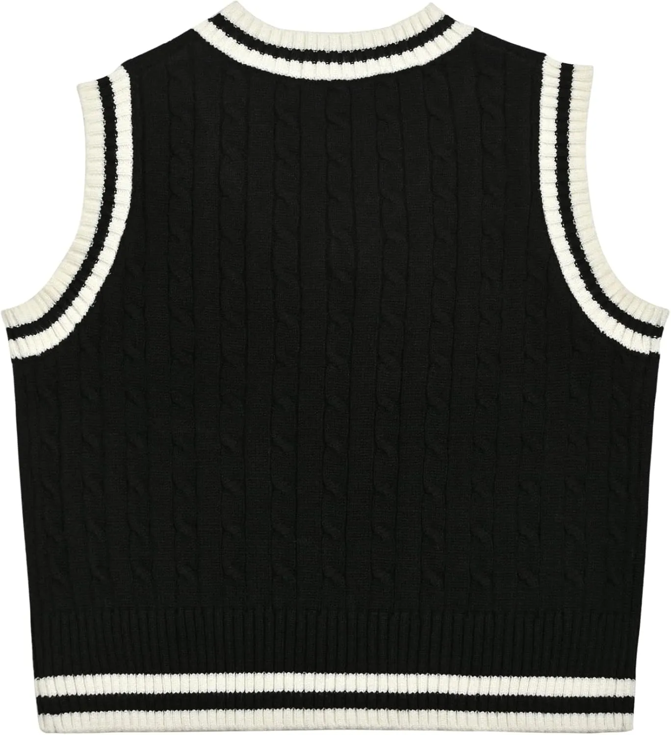 Hyipels Women's Sweater Vest,Y2K Sleeveless Pattern Preppy Style Knitted Crop Tank Top for Girl