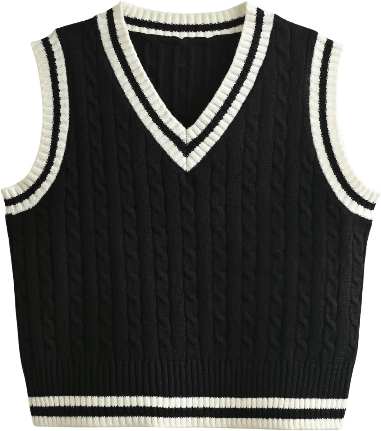 Hyipels Women's Sweater Vest,Y2K Sleeveless Pattern Preppy Style Knitted Crop Tank Top for Girl