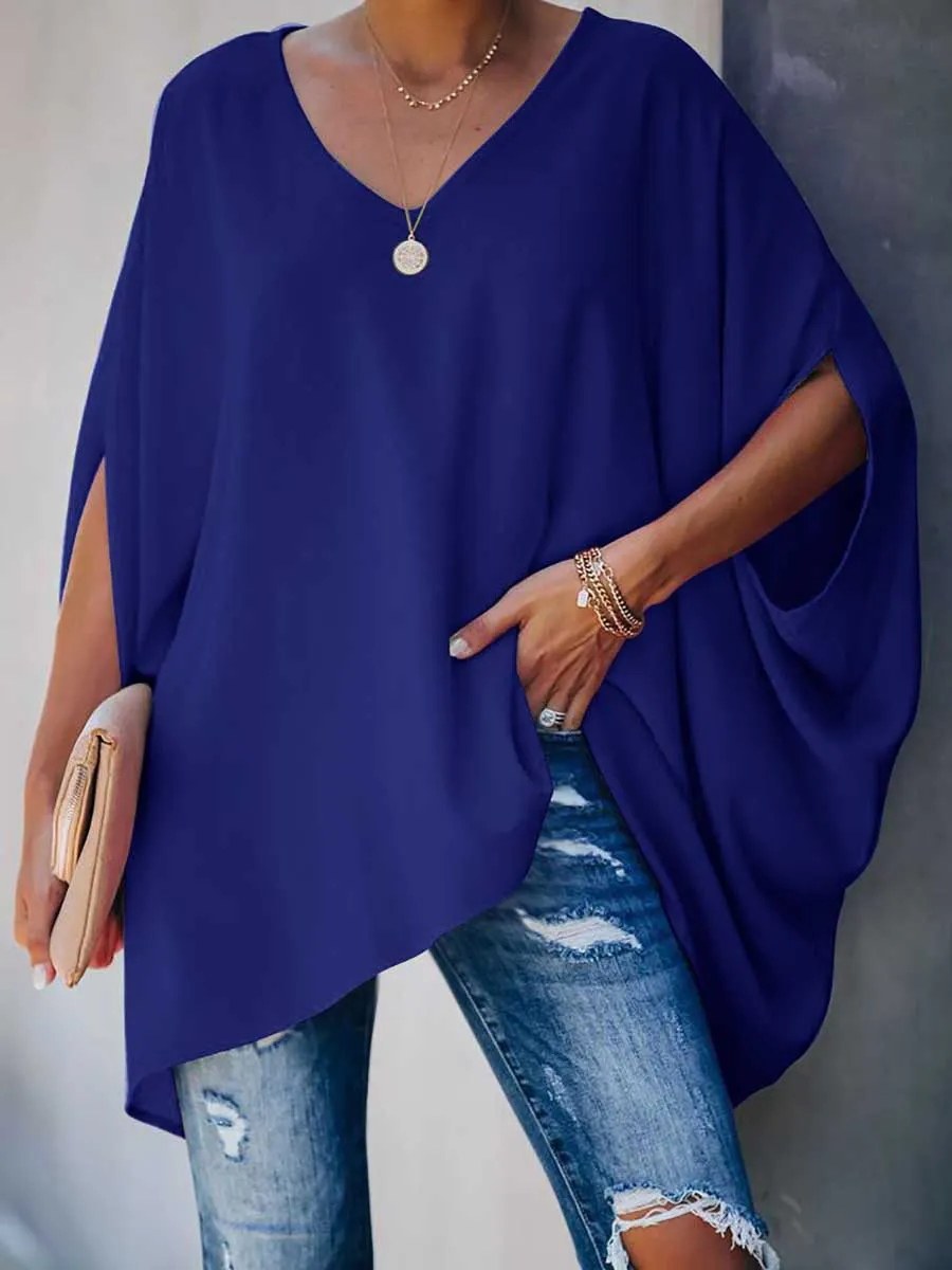 iForgirls Bat Sleeve v-Neck Loose Top