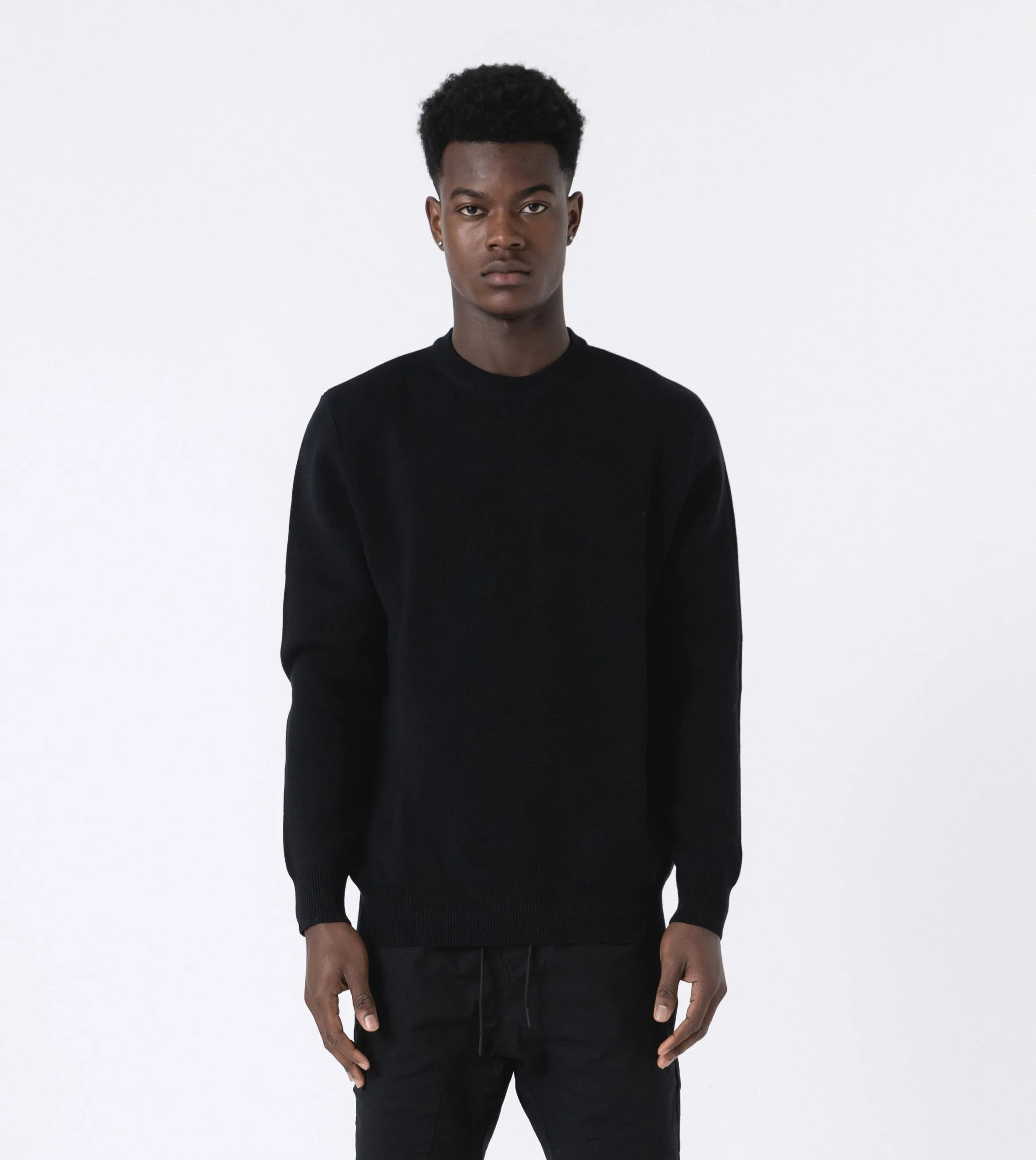 Intarsia Crew Knit Black