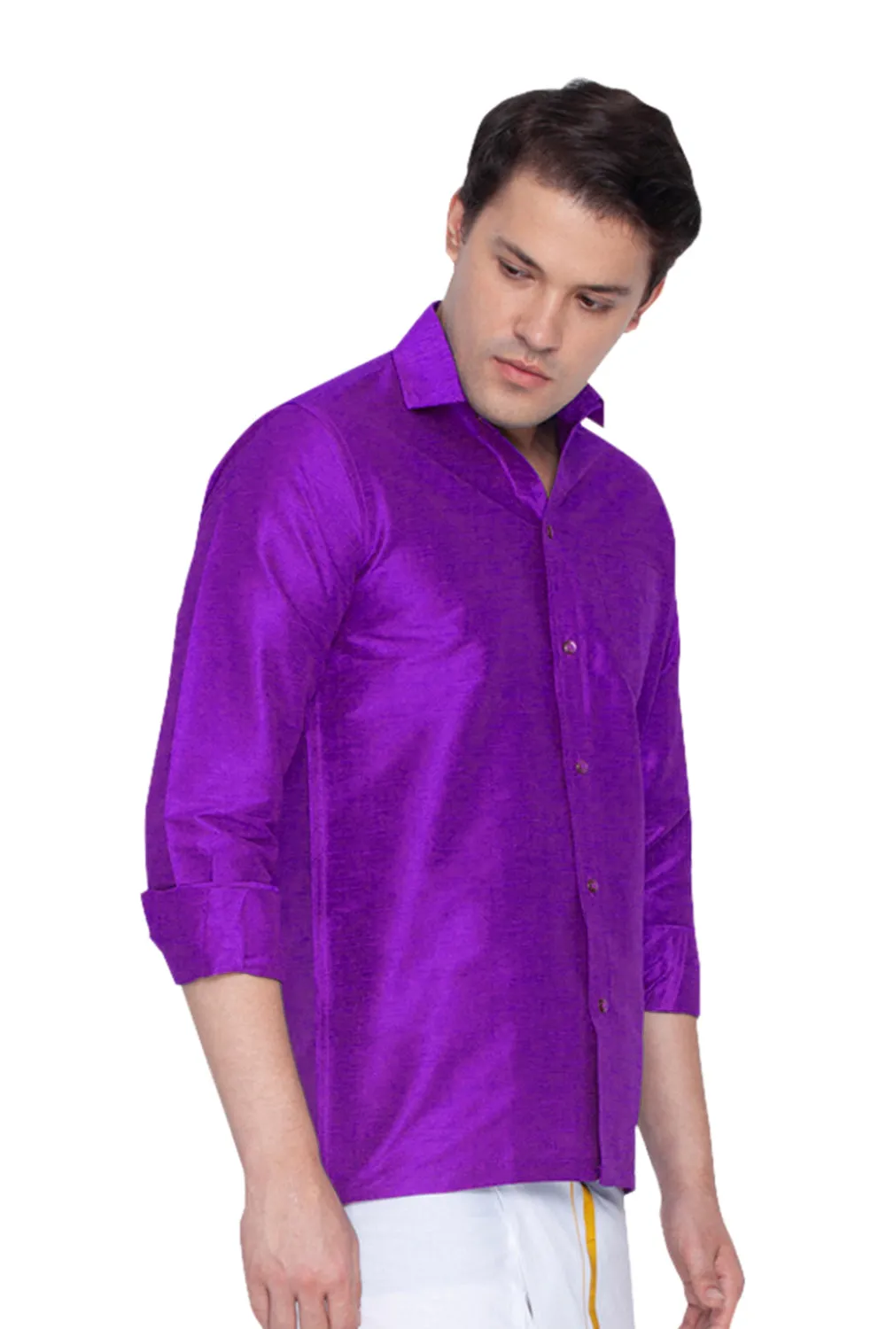 Jashvi Silk Blend Purple Baap Beta Shirt