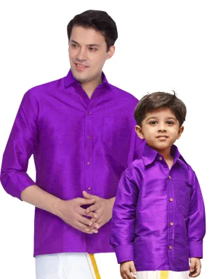 Jashvi Silk Blend Purple Baap Beta Shirt