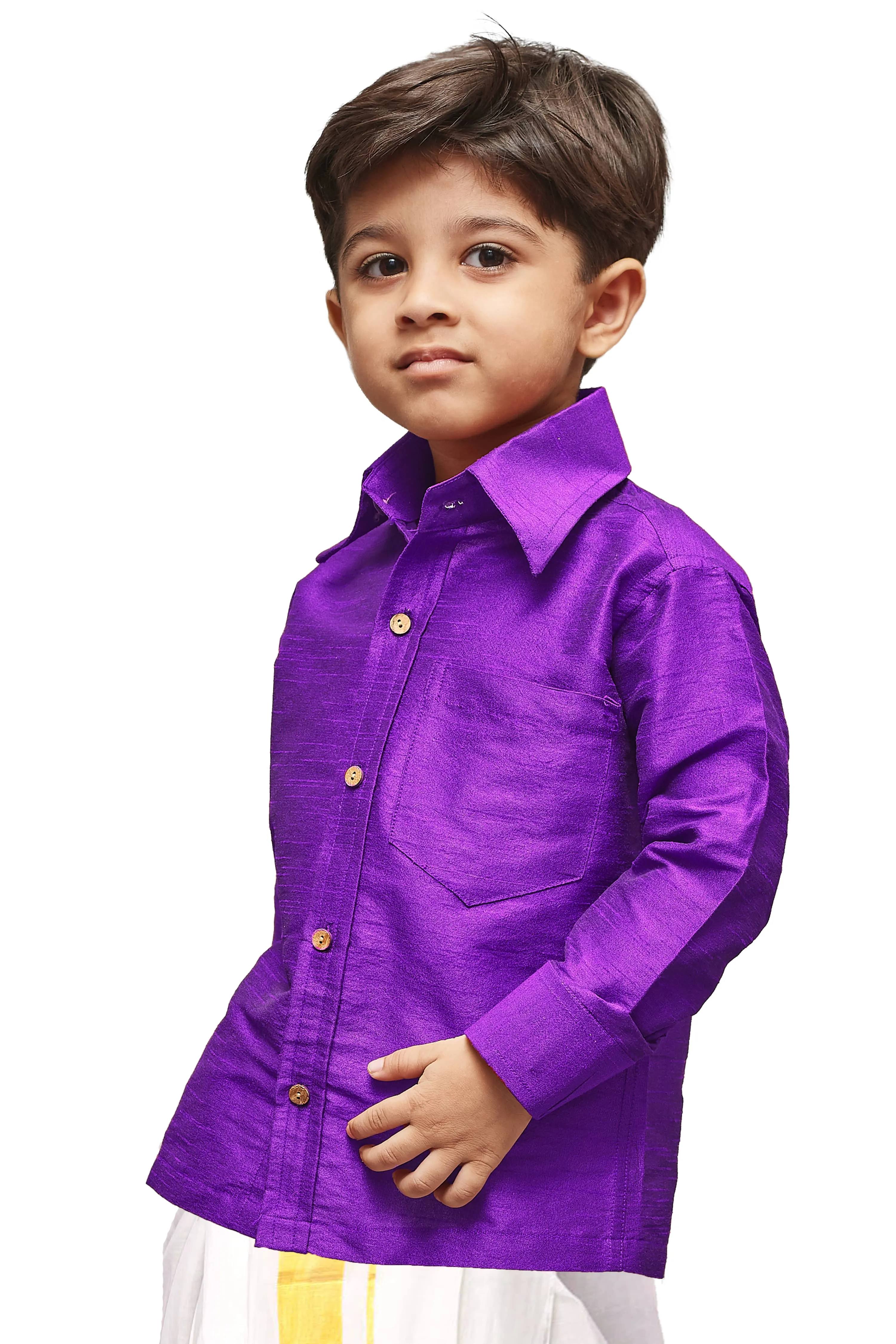 Jashvi Silk Blend Purple Baap Beta Shirt