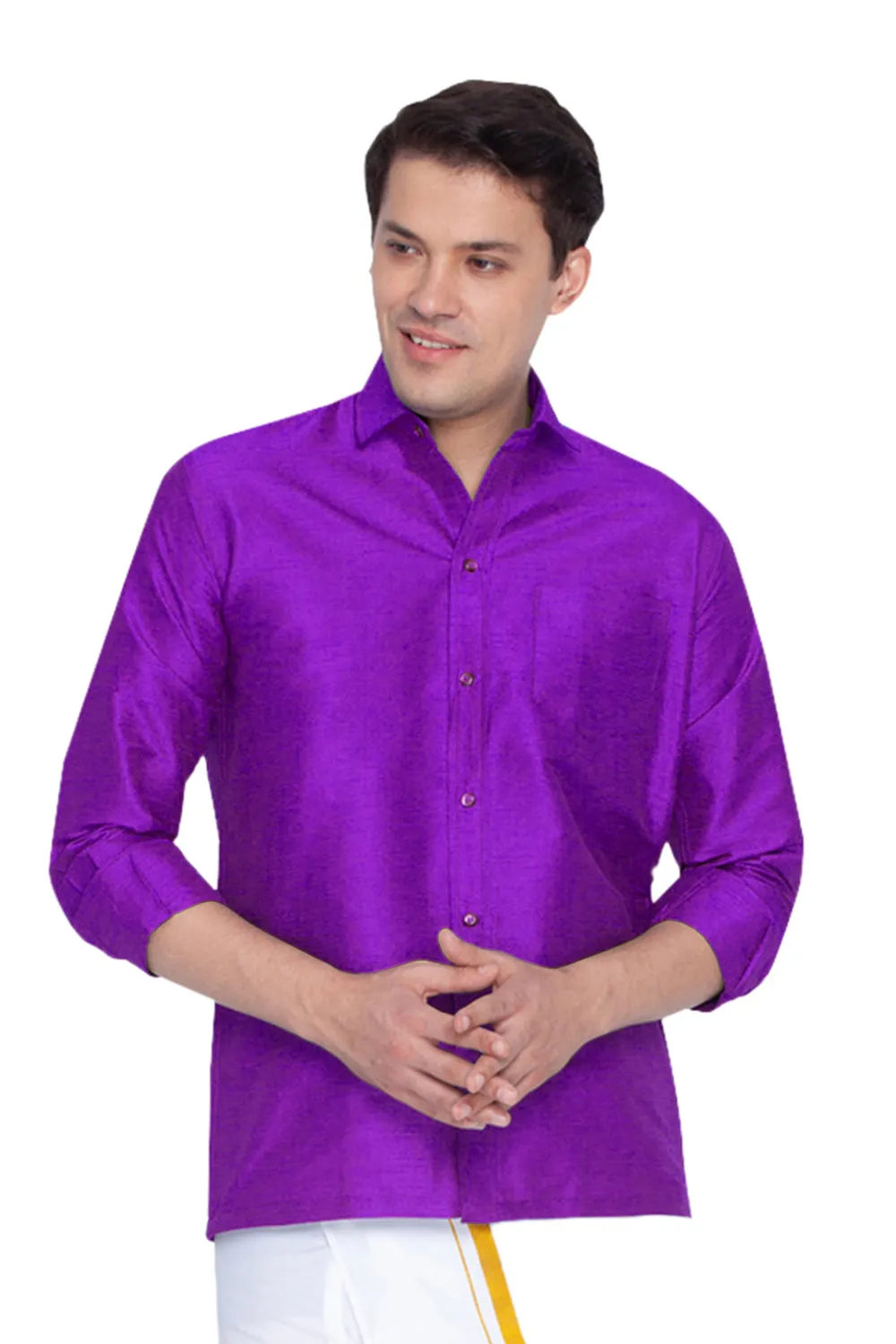 Jashvi Silk Blend Purple Baap Beta Shirt
