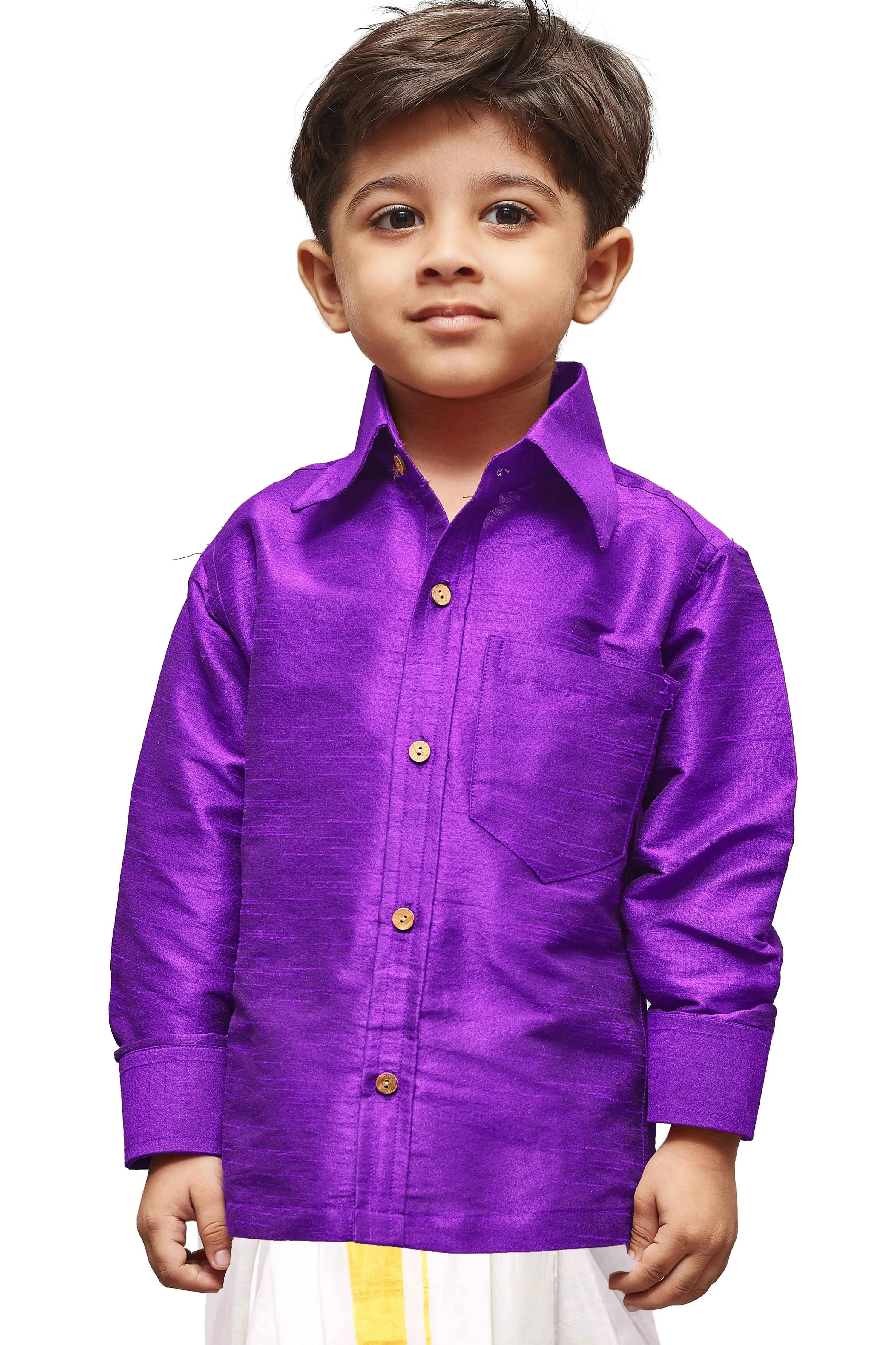 Jashvi Silk Blend Purple Baap Beta Shirt
