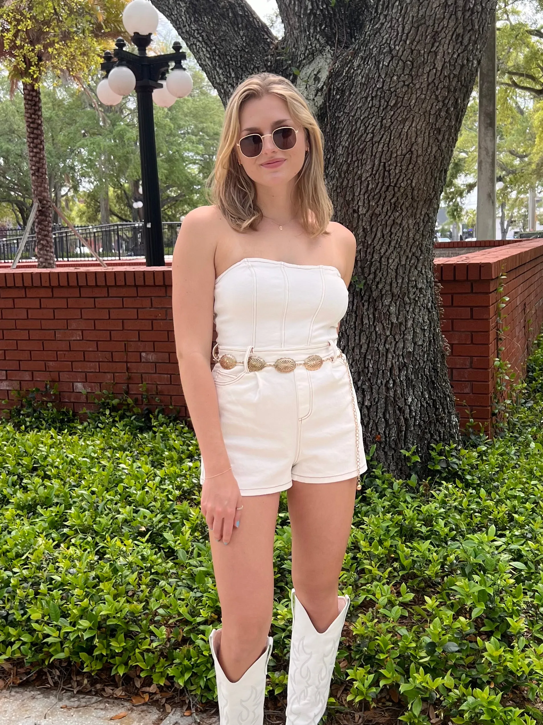 KIARA DENIM ROMPER IN WHITE