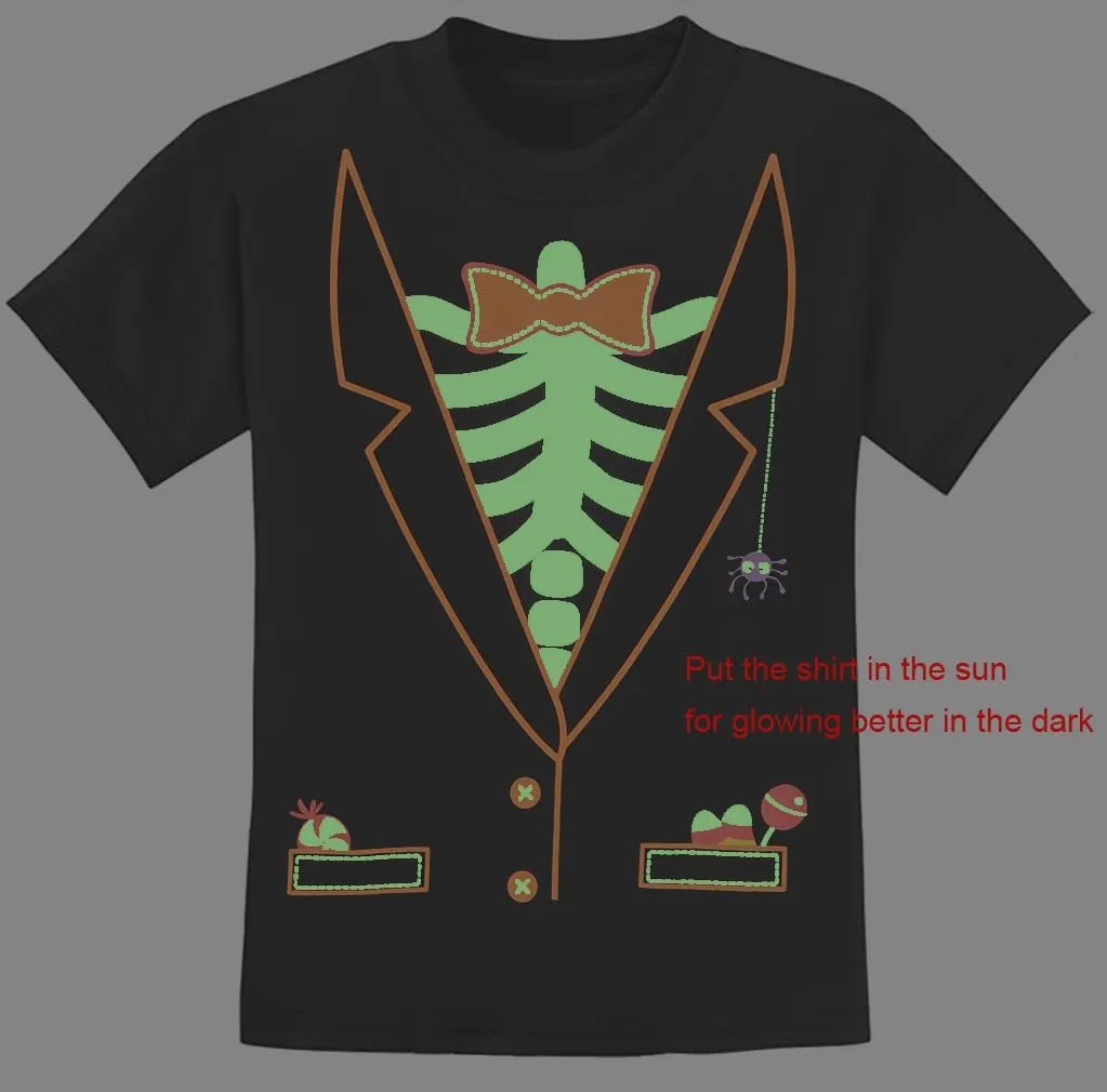 Kids Glow in The Dark Skeleton T-Shirt Toddler Pumpkin Tees Excavator Tops for Boys 2-8 Years