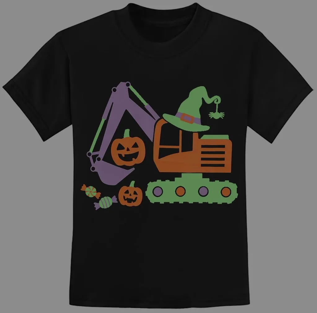 Kids Glow in The Dark Skeleton T-Shirt Toddler Pumpkin Tees Excavator Tops for Boys 2-8 Years