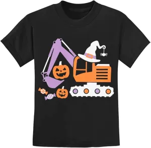 Kids Glow in The Dark Skeleton T-Shirt Toddler Pumpkin Tees Excavator Tops for Boys 2-8 Years