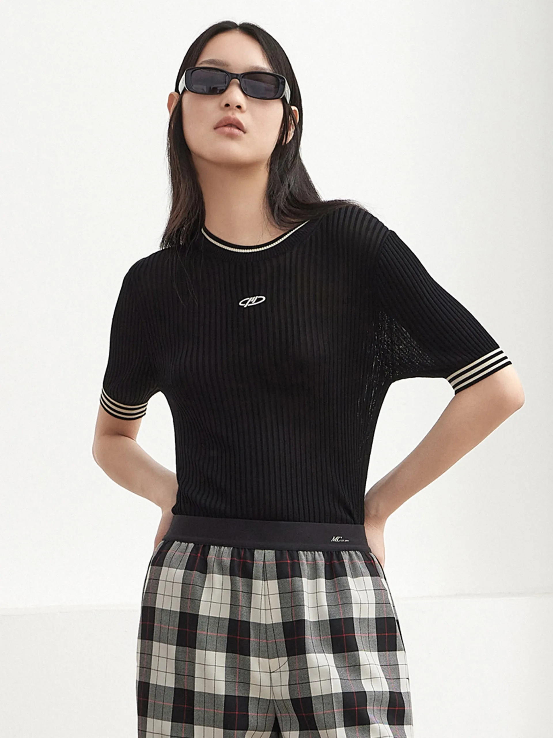 Knitted Embroidered Logo Top