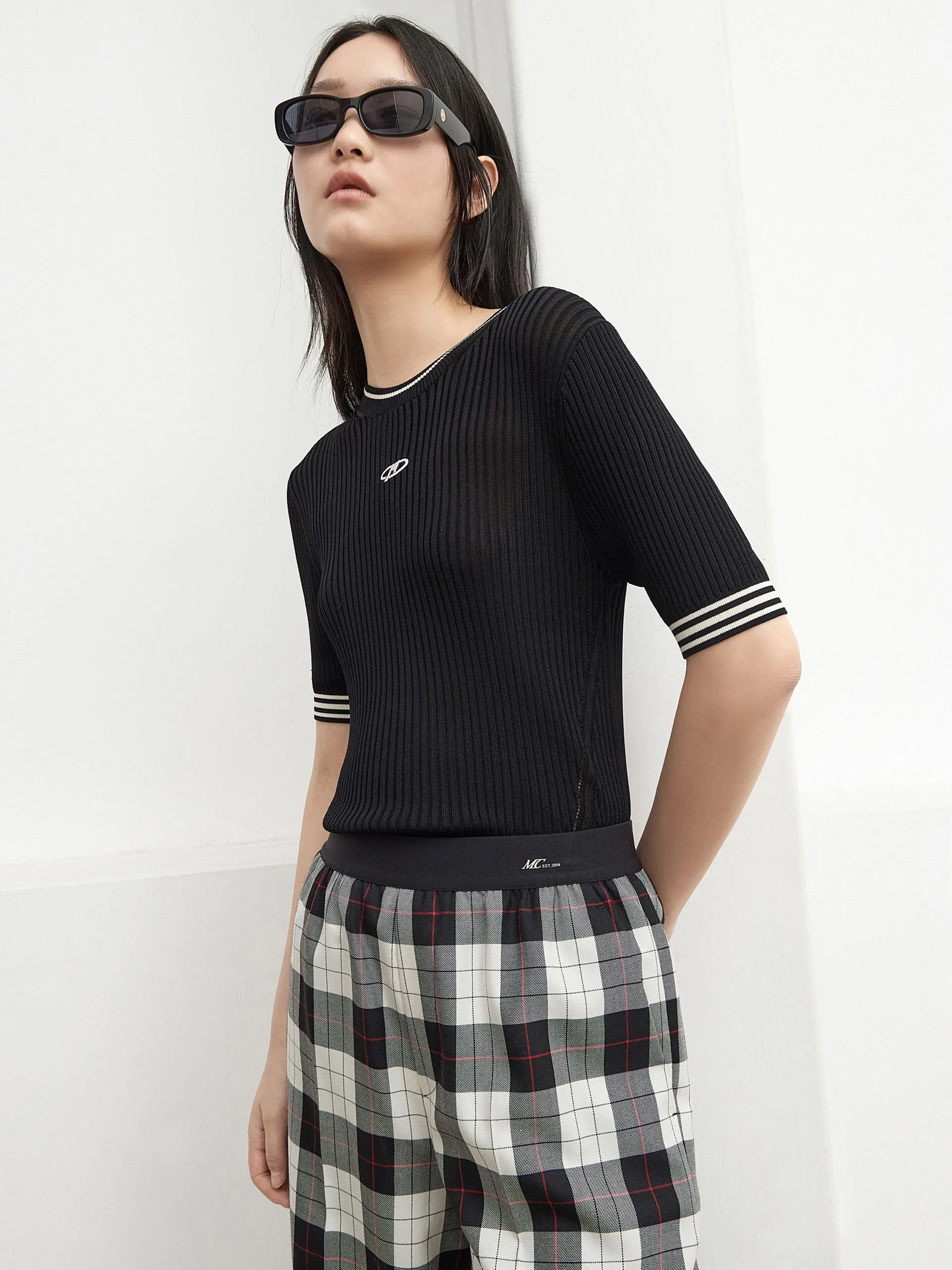 Knitted Embroidered Logo Top