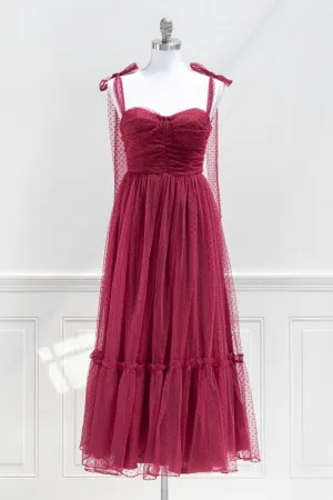 La Bohème Tulle Dress - Burgundy