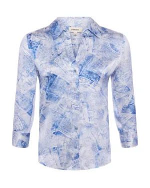 L'Agence Dani 3/4 Sleeve Denim Print Blouse