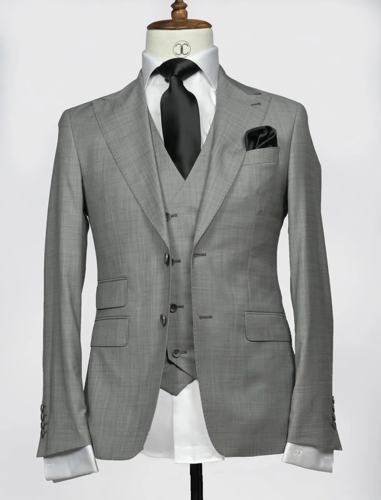 Lanificio Mario - Light grey Filafil 3-piece slim fit suit