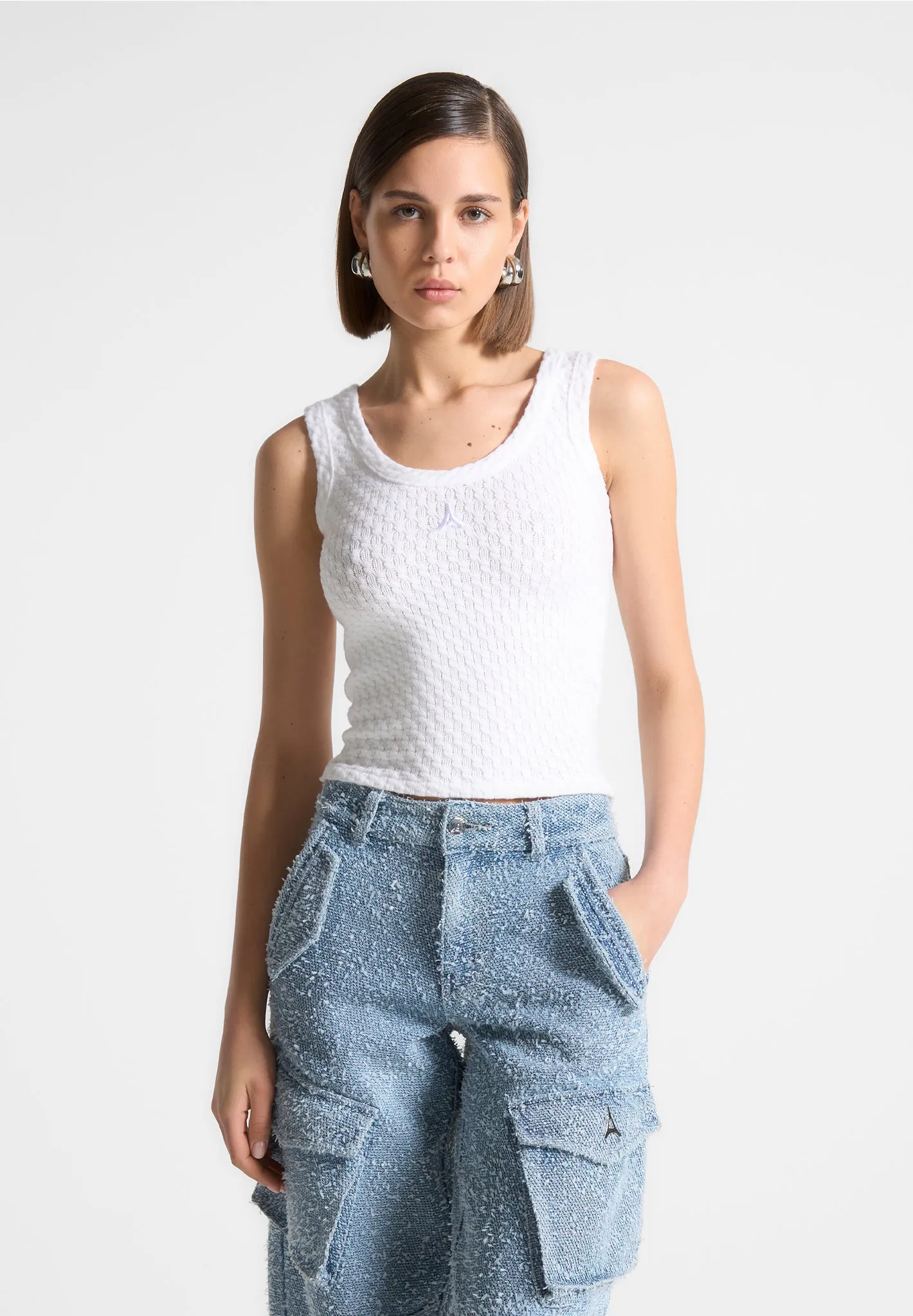Limited Edition Eiffel Knitted Tank Top - White