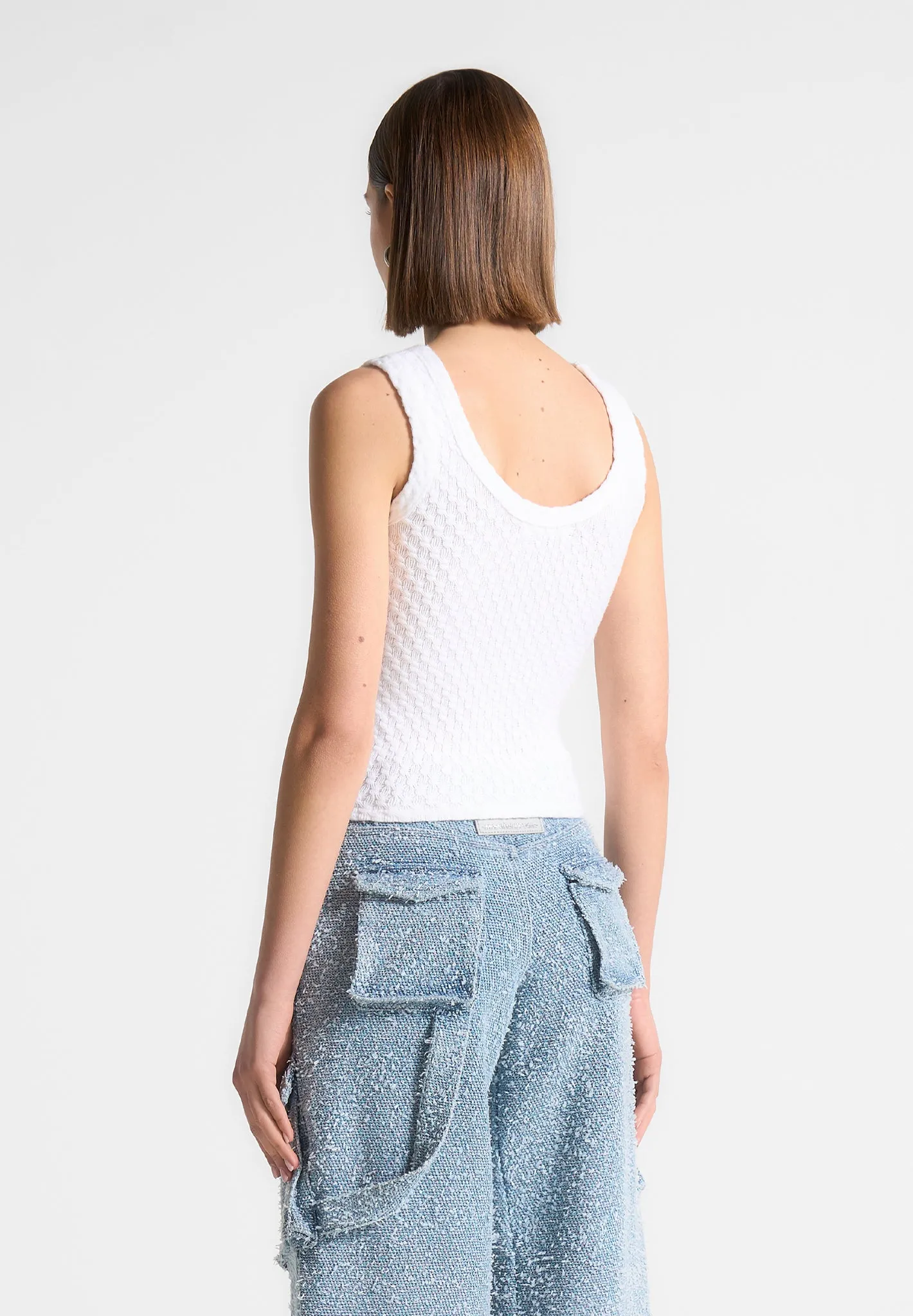 Limited Edition Eiffel Knitted Tank Top - White