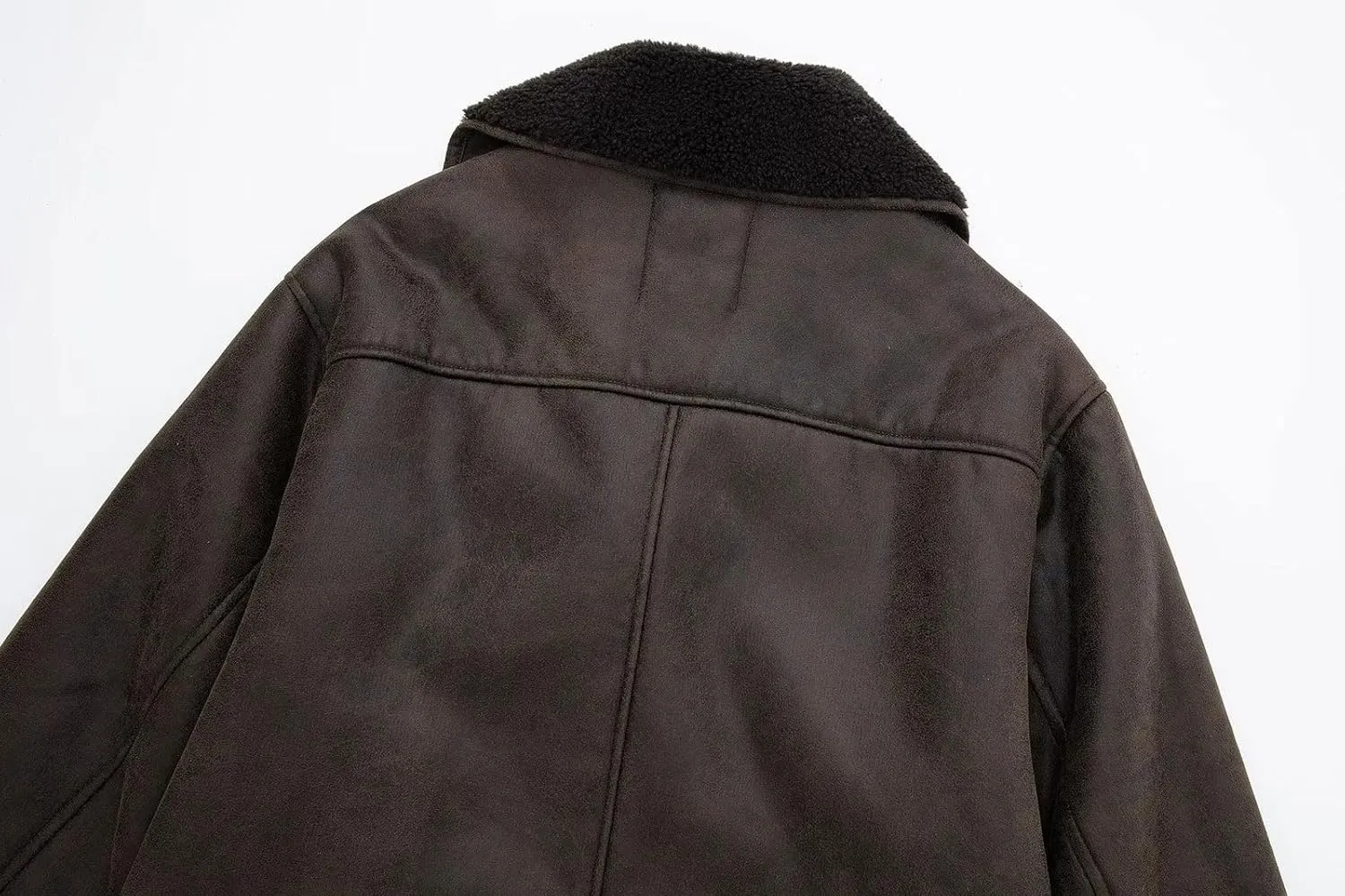 loveimgs Women Thick Sherpa Lined Faux Suede Jacket Oversized Leather Coat Shearling Fleece Moto Jacket Biker Winter Overcoat