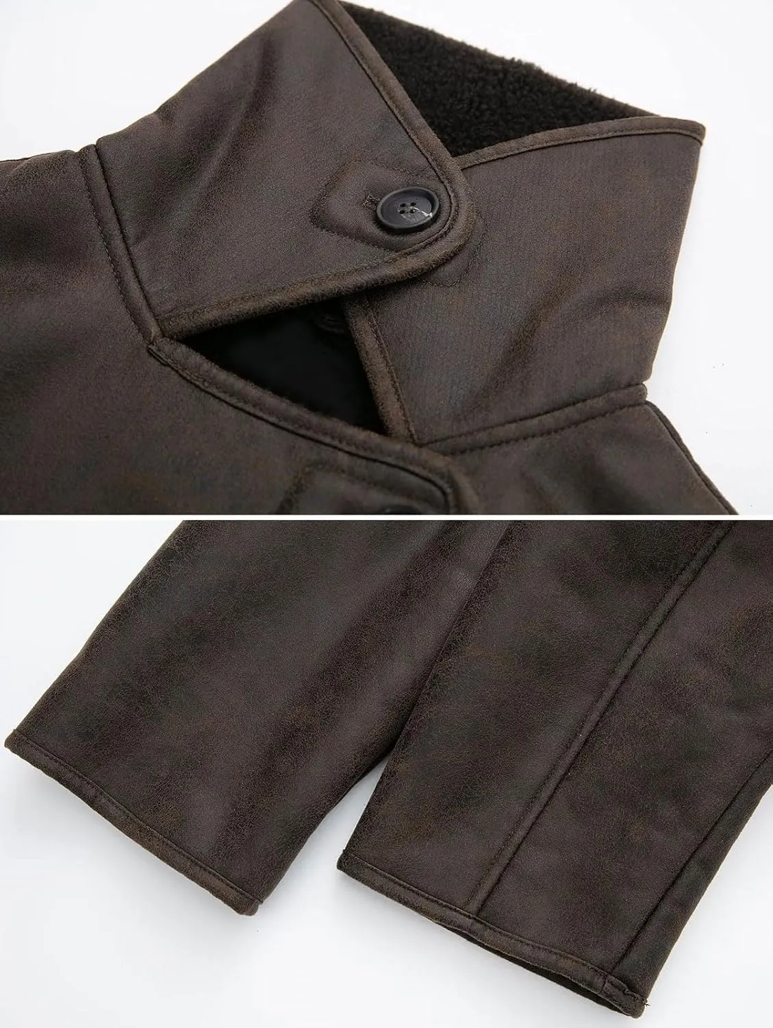 loveimgs Women Thick Sherpa Lined Faux Suede Jacket Oversized Leather Coat Shearling Fleece Moto Jacket Biker Winter Overcoat