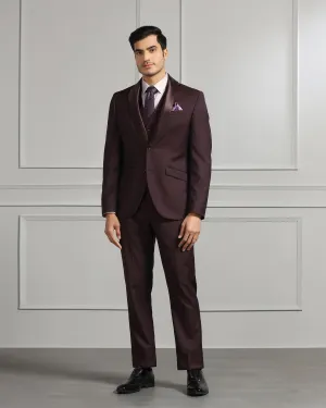 Luxe Tuxedo Three Piece Purple Solid Formal Suit - Oestin