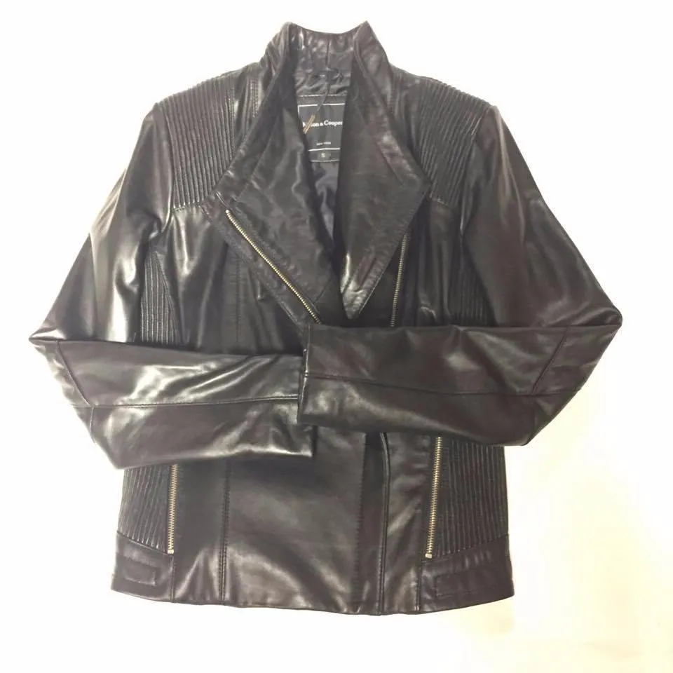 Mason & Cooper Women's Asymmetrical Black Lambskin Biker Jacket