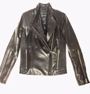 Mason & Cooper Women's Asymmetrical Black Lambskin Biker Jacket