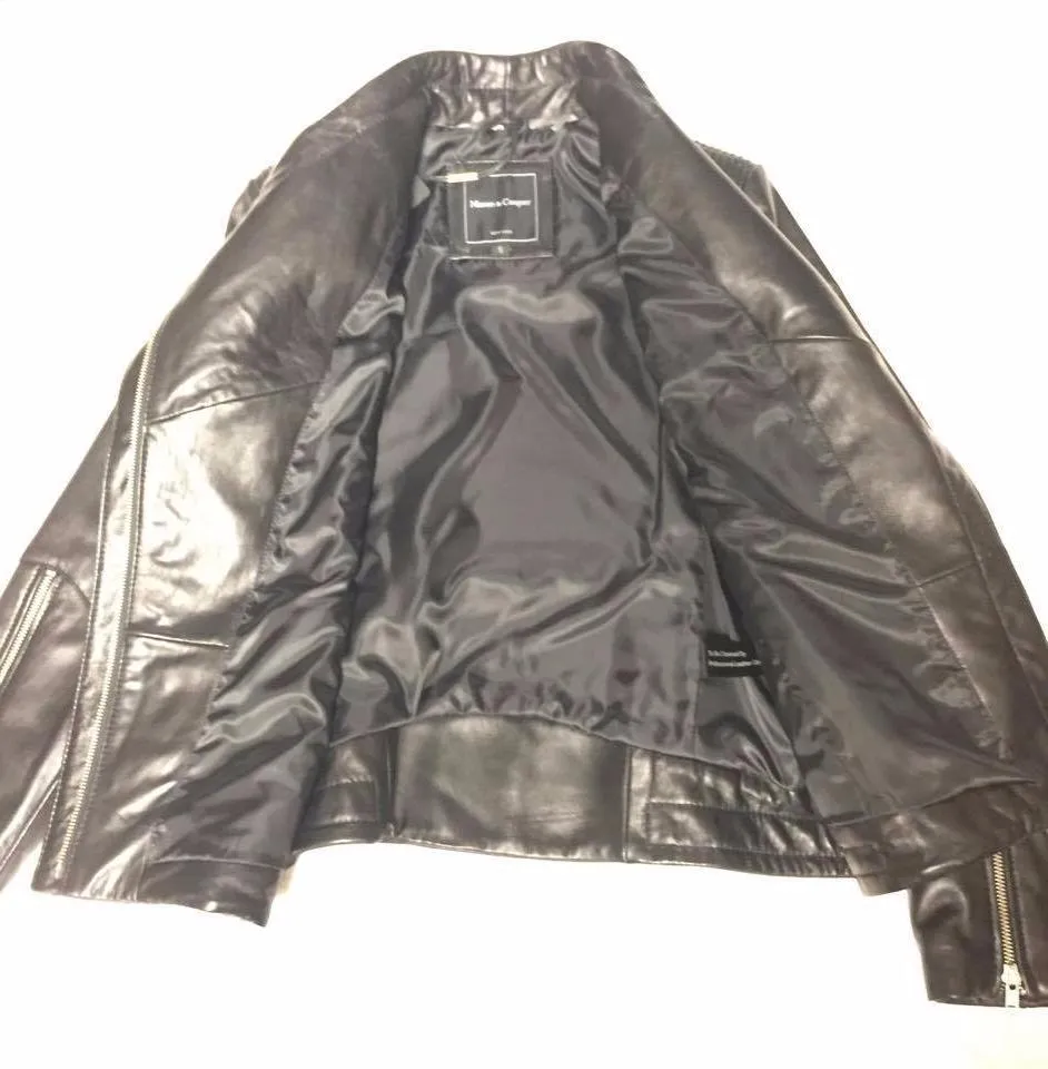 Mason & Cooper Women's Asymmetrical Black Lambskin Biker Jacket