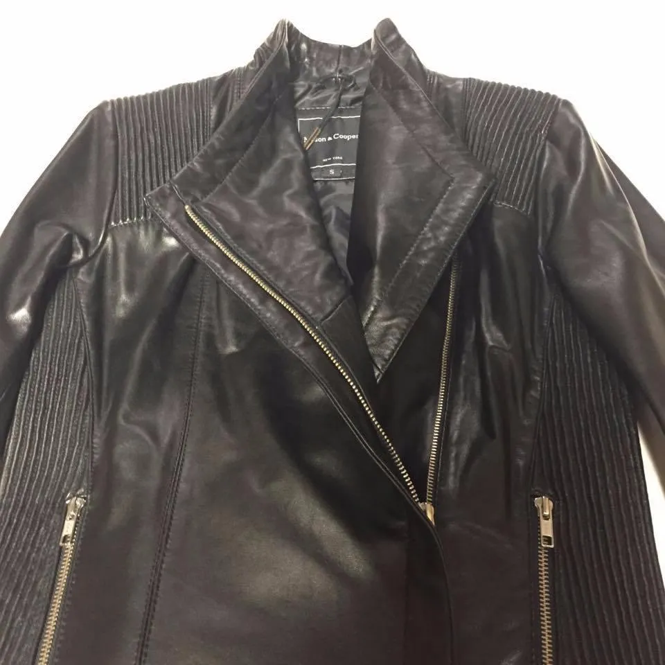 Mason & Cooper Women's Asymmetrical Black Lambskin Biker Jacket
