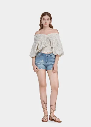 MECALA Women's V-Neck Shirred Top (Clearance)