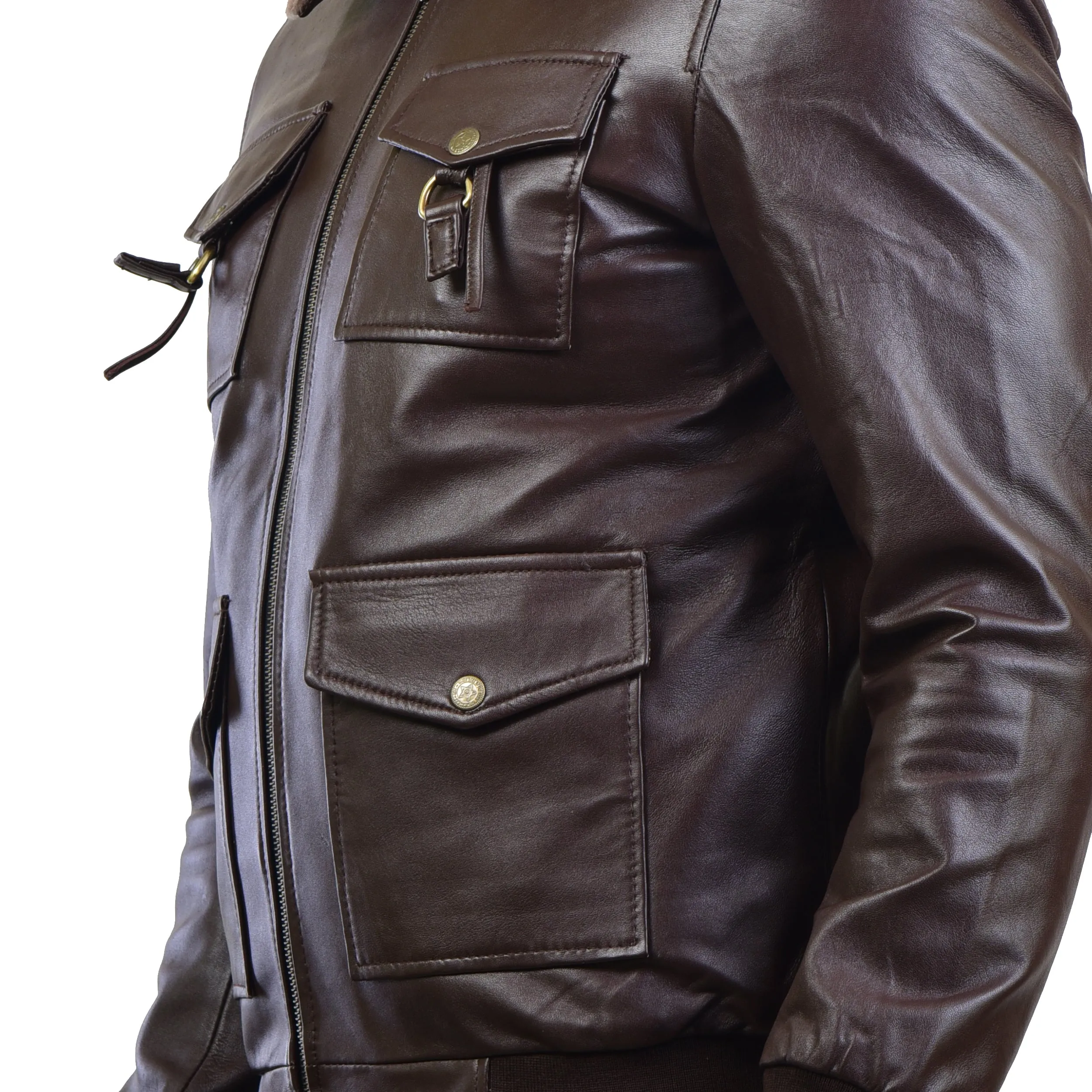 MENS LEATHER JACKET 410140(BROWN)