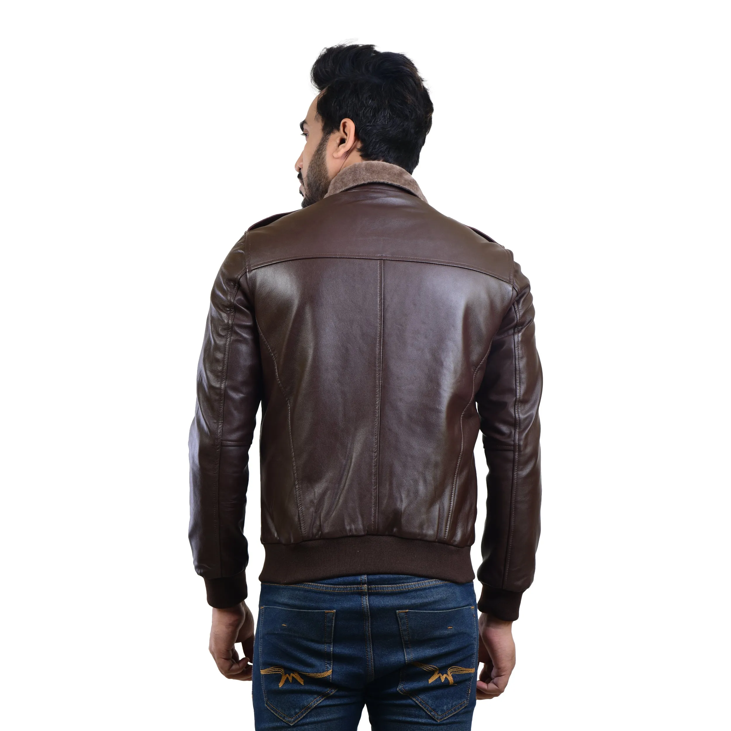 MENS LEATHER JACKET 410140(BROWN)